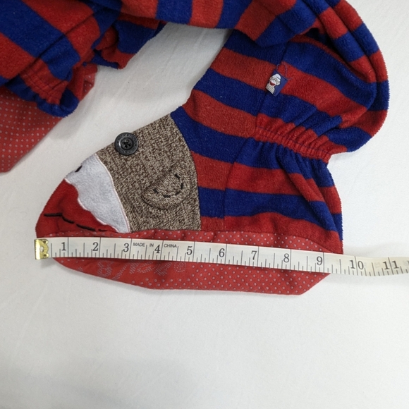 Nick & Nora Red/Blue Stripes Adult Monkey Sock One Piece Pajama Full Zipper - Picture 11 of 14